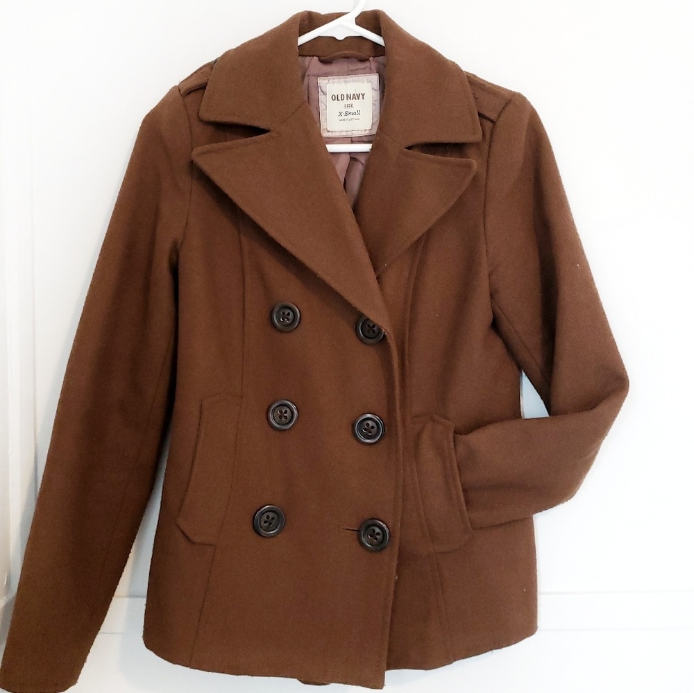 Chocolate Brown Pea Coat - Picture 2 of 7